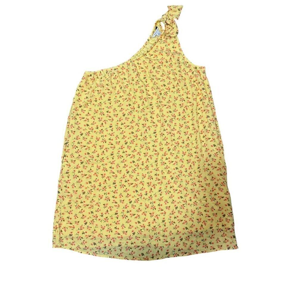American Eagle One Shoulder‎ Floral Dress Women's L Yellow Multi NWT Boho Casual